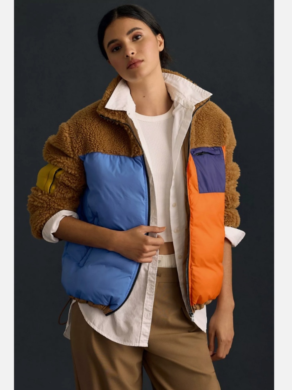 ANTHROPOLOGIE KULE KRISPIE COLORBLOCK FLEECE JACKET